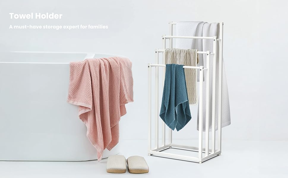 Підставка для рушників Vounot® на ніжках, металева, 3 стійки, чорна (4 яруси)