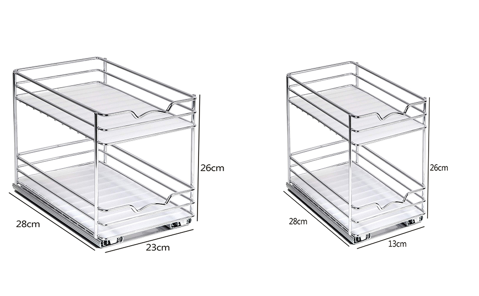 Організатор для спецій, висувна полиця для спецій, органайзер для кухонної шафи з полицею для шафи, полиця для зберігання, 2-поверхові полиці для спецій для кухні,пляшки для приготування масла, баночки для інгредієнтів (срібло-28 * 23 * 26 см) (срібло-28*13* 26 см)