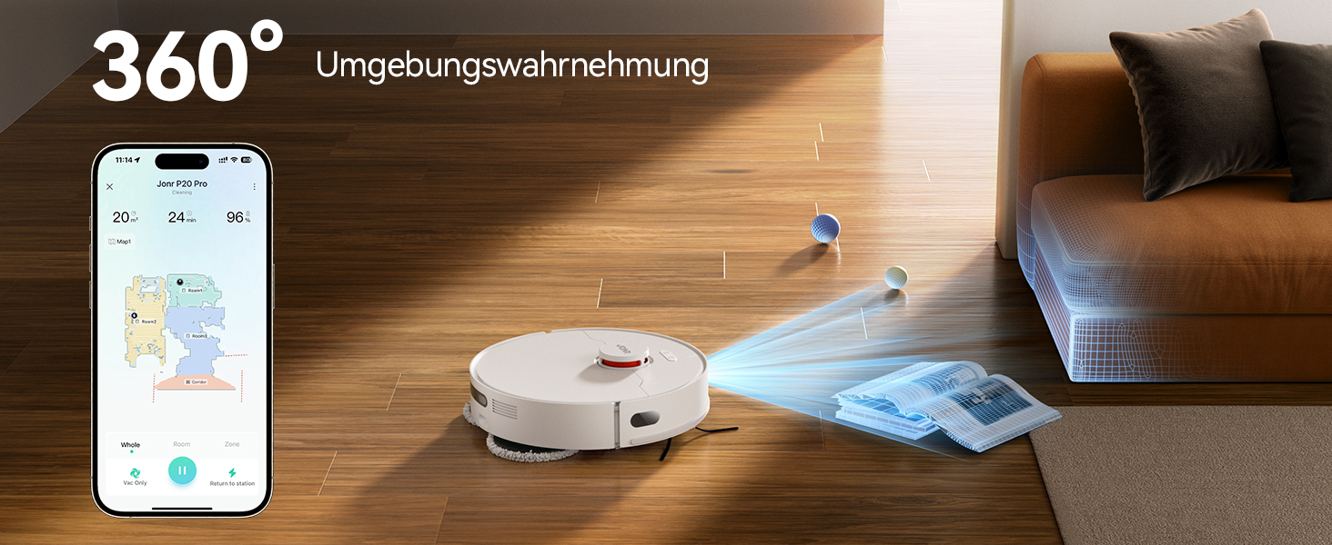 Робот-пилосос JONR T5 Pro з функцією миття, 8150Pa потужність всмоктування, сушка гарячим повітрям, антизаплутана бокова щітка, уникнення перешкод, LiDAR-навігація, док-станція All-in-One