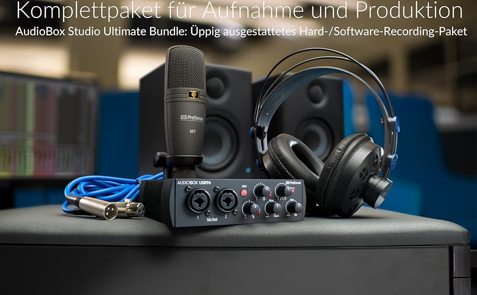 PreSonus AudioBox 96: USB аудіоінтерфейс для запису, стрімінгу, подкастингу + Studio One Artist, Ableton Live Lite (чорний)