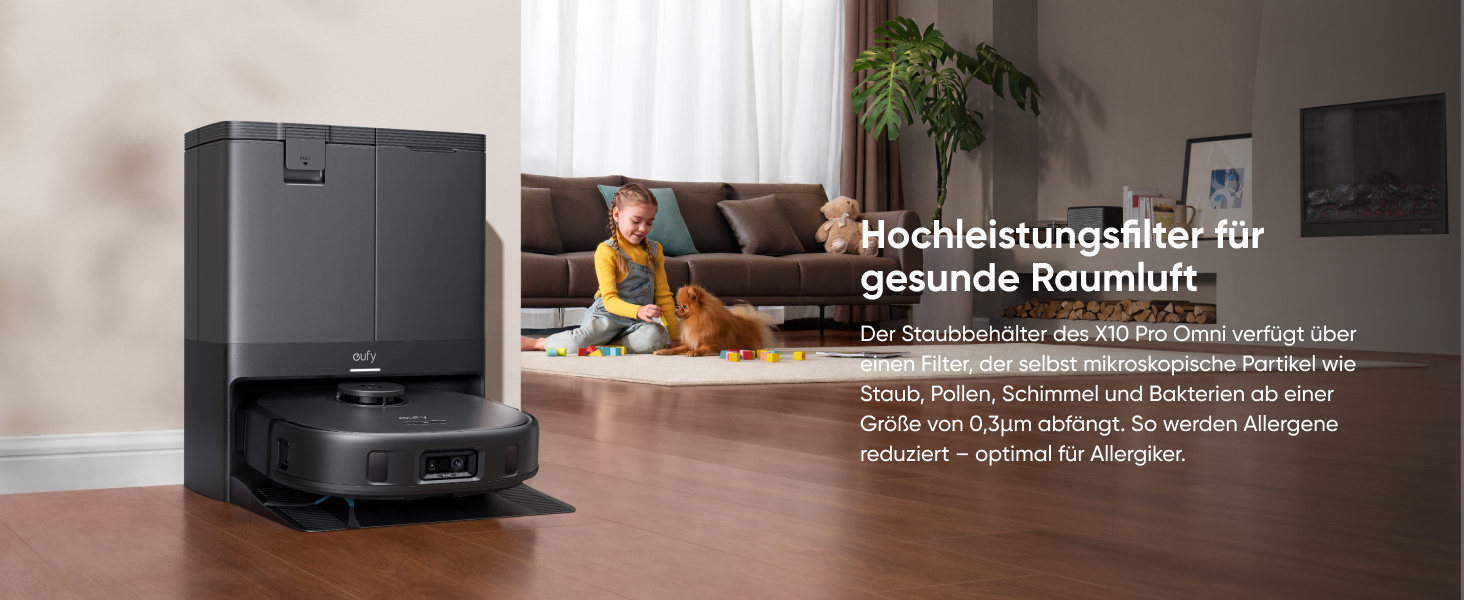 Робот-пилосос Eufy X10 Pro Omni з функцією миття та авто-дозаправкою, 8000Pa, 2 мопи з автомийкою та сушінням (відновлений)