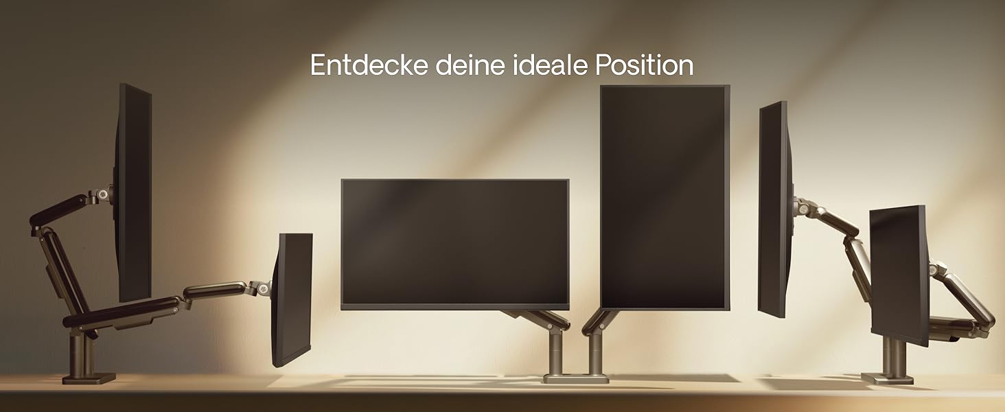 Підставка для двох моніторів Desktronic, до 32 дюймів, 8 кг, 360° обертання, регулювання висоти, міцна конструкція, проста установка, для великих моніторів, ергономічна, VESA 75/100, чорна