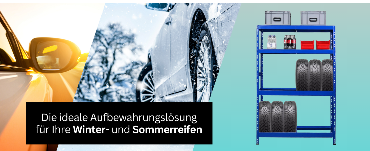 Стелаж для шин PROREGAL Tiger XL: 200x180x45 см, 300 кг навантаження, до 205/55 R16, для майстерні, складу, підвалу (12 шин + 2 полиці, блакитний)