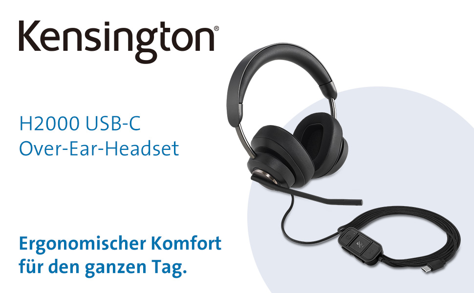 Накладні Bluetooth-навушники Kensington H3000, шумозаглушення, USB-C, чохол для перенесення (K83452WW)