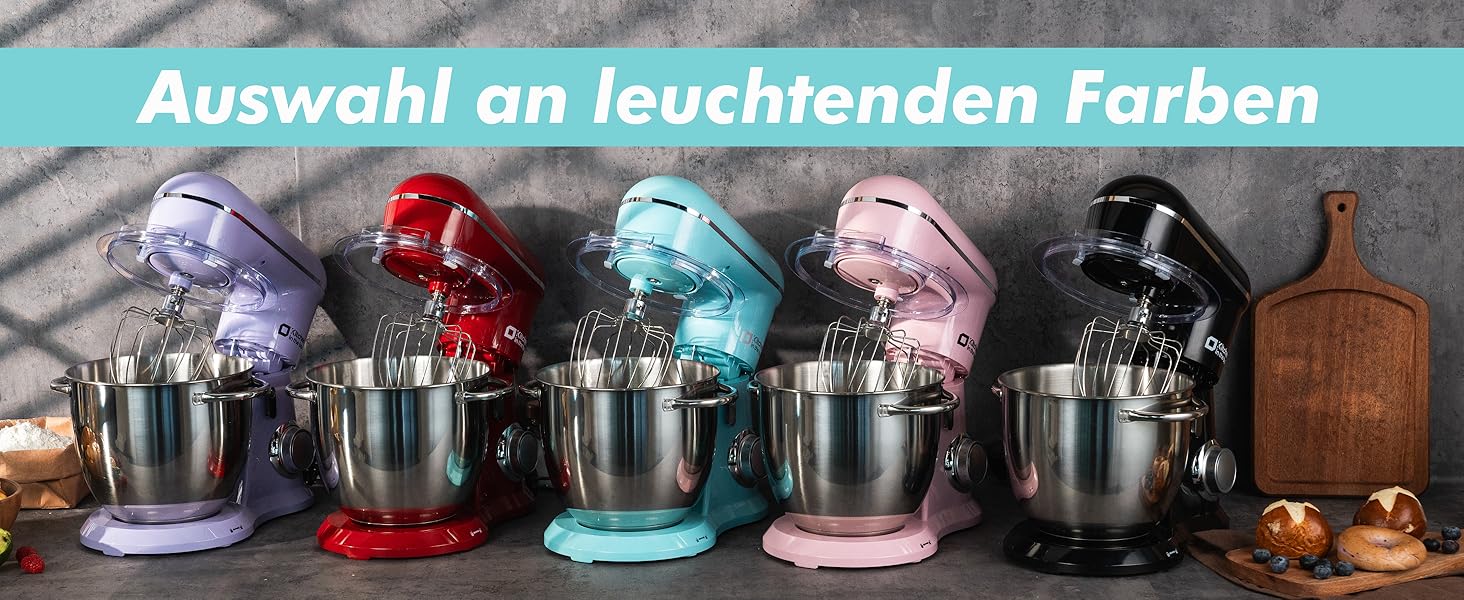 Кухонний комбайн Kitchen in the Box: 6 л, блакитний, з місткістю 3.5 л, 10 швидкостей, міксер, насадки для тіста та збивання