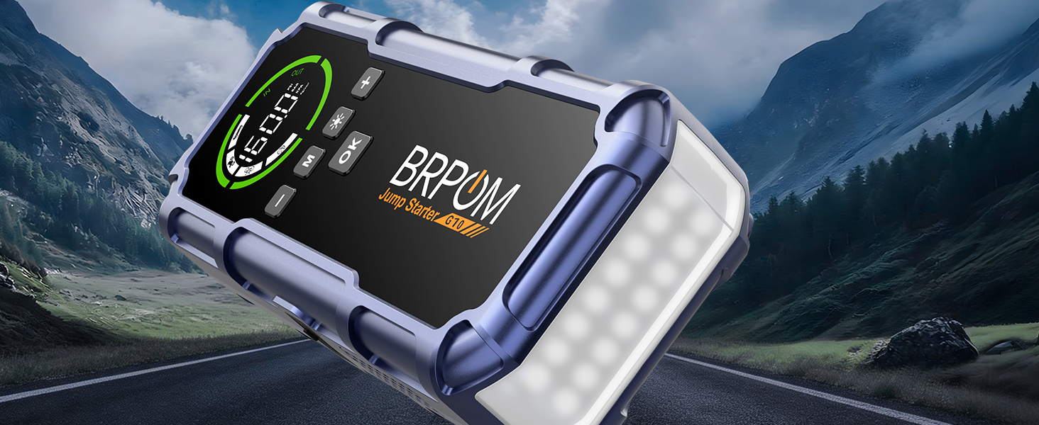 Пусковий пристрій BRPOM 9000A з компресором 160 PSI та Powerbank, фіолетовий
