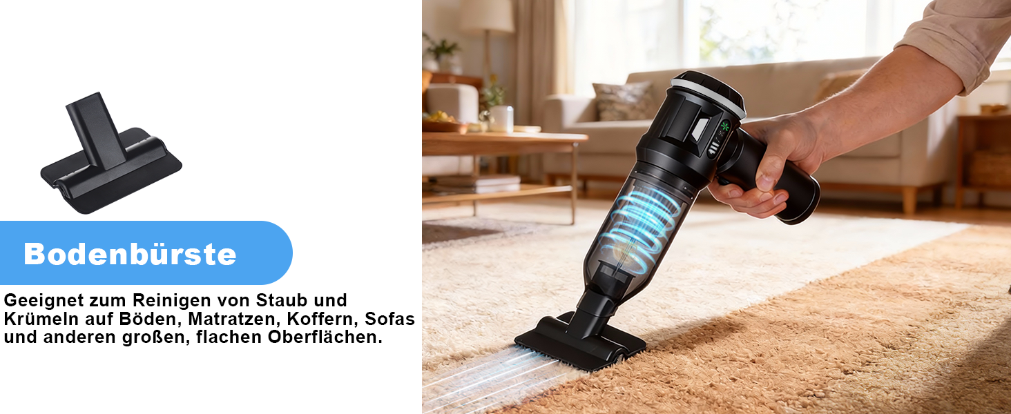 Акумуляторний ручний пилосос Citybee 4 в 1, бездротовий міні-пилосос для авто та дому, 25000Па, безщітковий двигун, 3 режими потужності, для шерсті тварин (чорний)