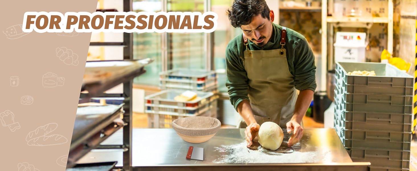 Набір для випічки хліба Brot: 2 корзини (23см круглі, 25см овальні), тейгшкребок, мішалка, тканинний вкладиш & лам, 100% ротанг