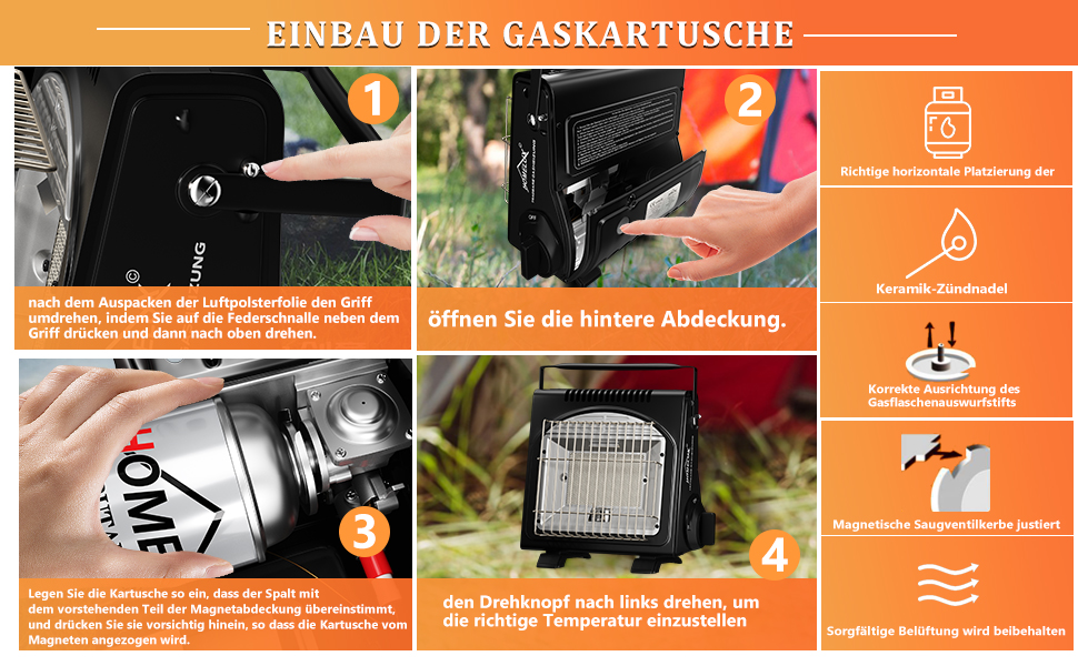 Газовий нагрівач HOMELUX 1,7KW для дому та на вулиці: обігрівач, нагрівач для кемпінгу, без електроенергії, газовий нагрівач, нагрівач для кемпінгу, нагрівальний прилад з 4 балончиками газу MSF-1a (BDZ-Q1000+4Gaskartuschen)