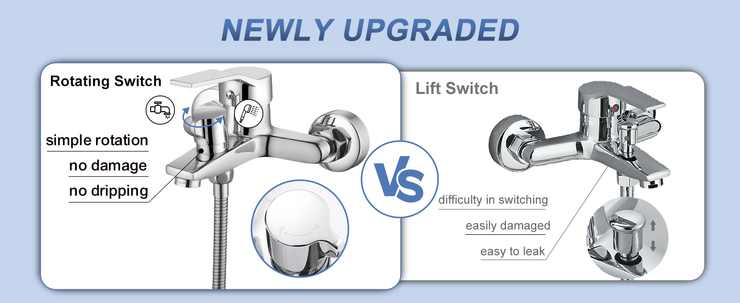 Змішувач для ванни з душем (хром) з 3 режимами, набір для ванної кімнати (Bs102)