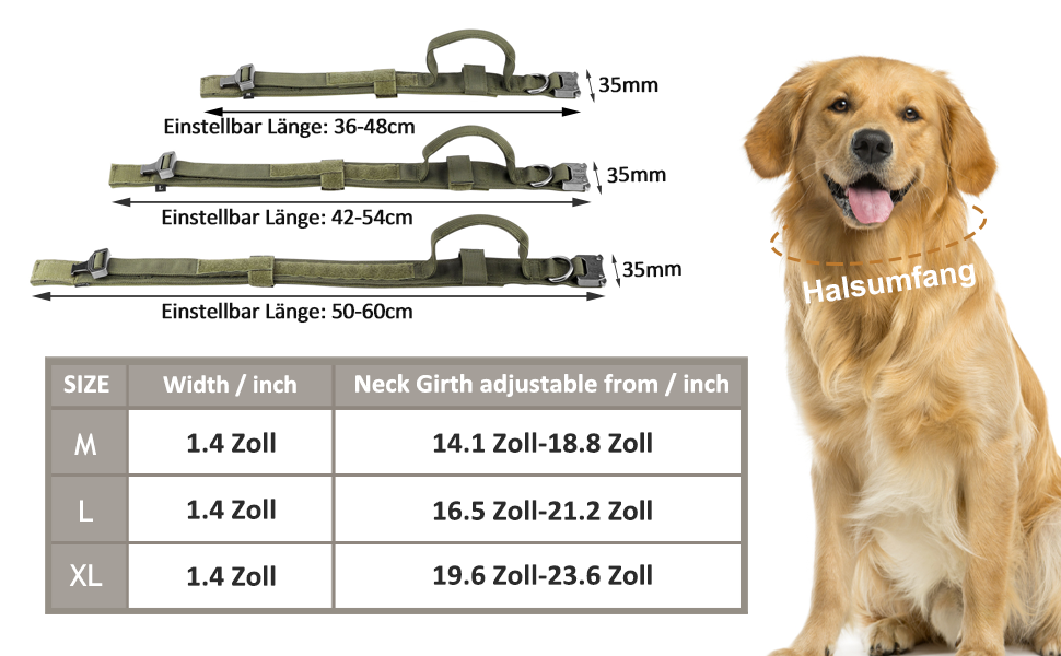 Тактичний нашийник для собак Filhome Регульований нейлоновий військовий нашийник з ручкою надпотужна металева пряжка для середніх і великих собак зелений (L розмір) L димчасто-зелений