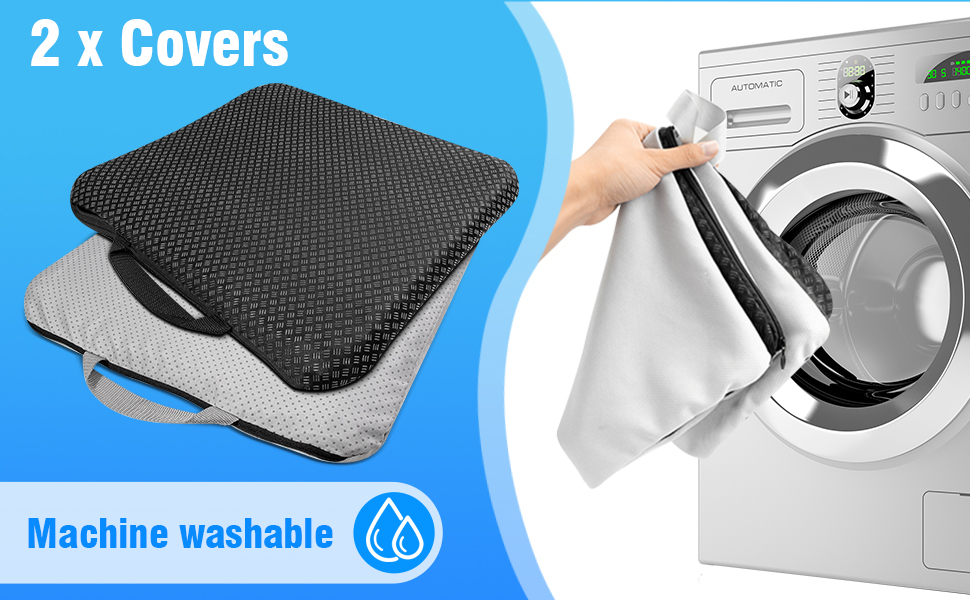 Ортопедична гелева подушка для сидіння з подвійним шаром та протиковзким чохлом, дихаюча подушка на стілець для офісу, авто, інвалідного візка (Темно-синя)