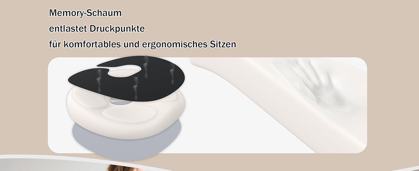 Ортопедична подушка-кільце з ефектом пам'яті для копчика та куксицевого відділу, протигеморройна та протипролежнева подушка для вагітних та реабілітації (Чорна)