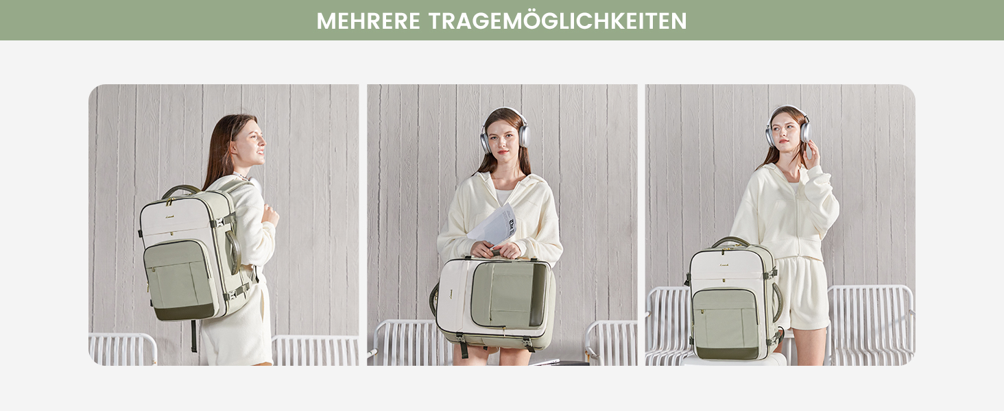 LOVEVOOK Рюкзак ручної поклажі, 40L, для подорожей, дамський, водонепроникний, для ноутбука 17 дюймів, кофр-рюкзак, для роботи, ділових поїздок, Weekender, оливково-зелений, світло-бежевий, оливково-зелений