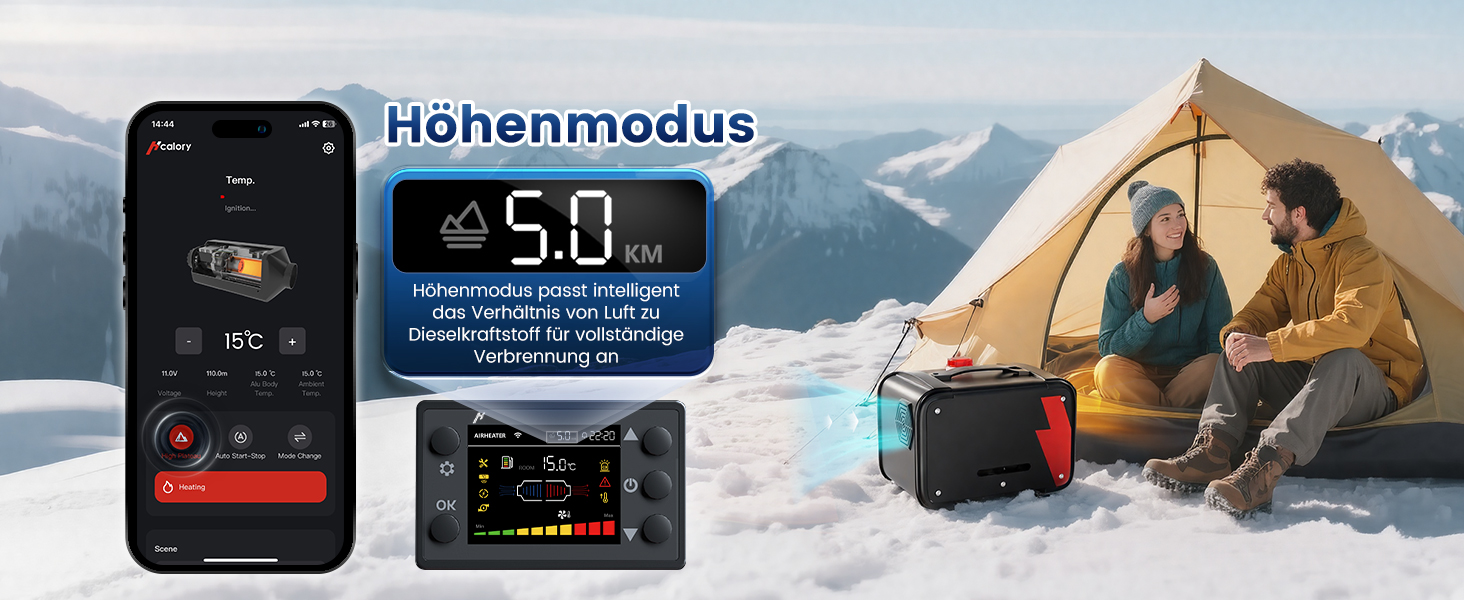 Дизельний опалювач 8kW Blazecore 1S з Wi-Fi, 12/24V/240V, 0.12-0.45 л/год, 10-рівнів регулювання температури, автоматичний старт/стоп для авто та вантажівок