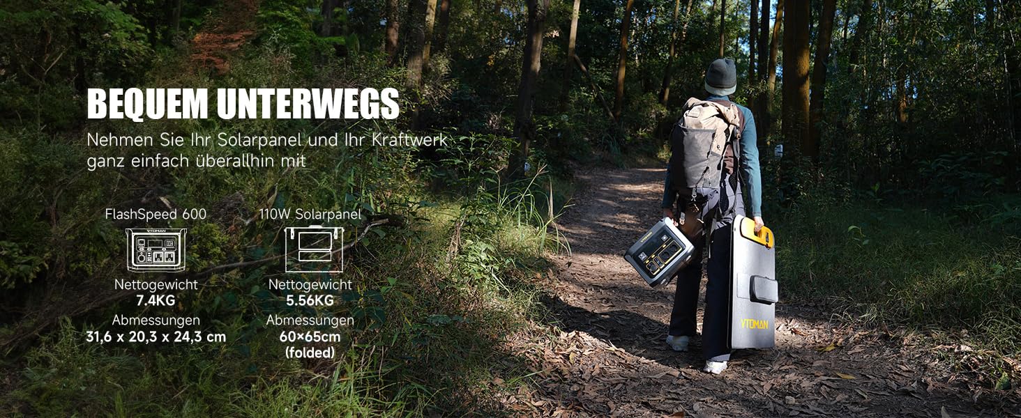 VTOMAN FlashSpeed 600: Портативна електростанція 600W (пік 1200W) - 499Wh, Сонячний генератор LiFePO4, 100W USB-C, швидка зарядка 60 хв (0-80%) для кемпінгу, риболовлі, автодому
