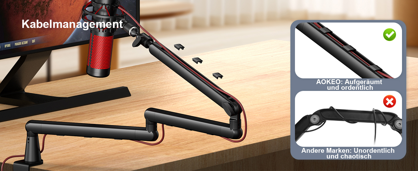 Стрічка-тримач для мікрофона Aokeo AK-55 для столу, низькопрофільна, регульована, сумісна з Aokeo Yeti, Snowball iCE, HyperX QuadCast, Elgato Wave