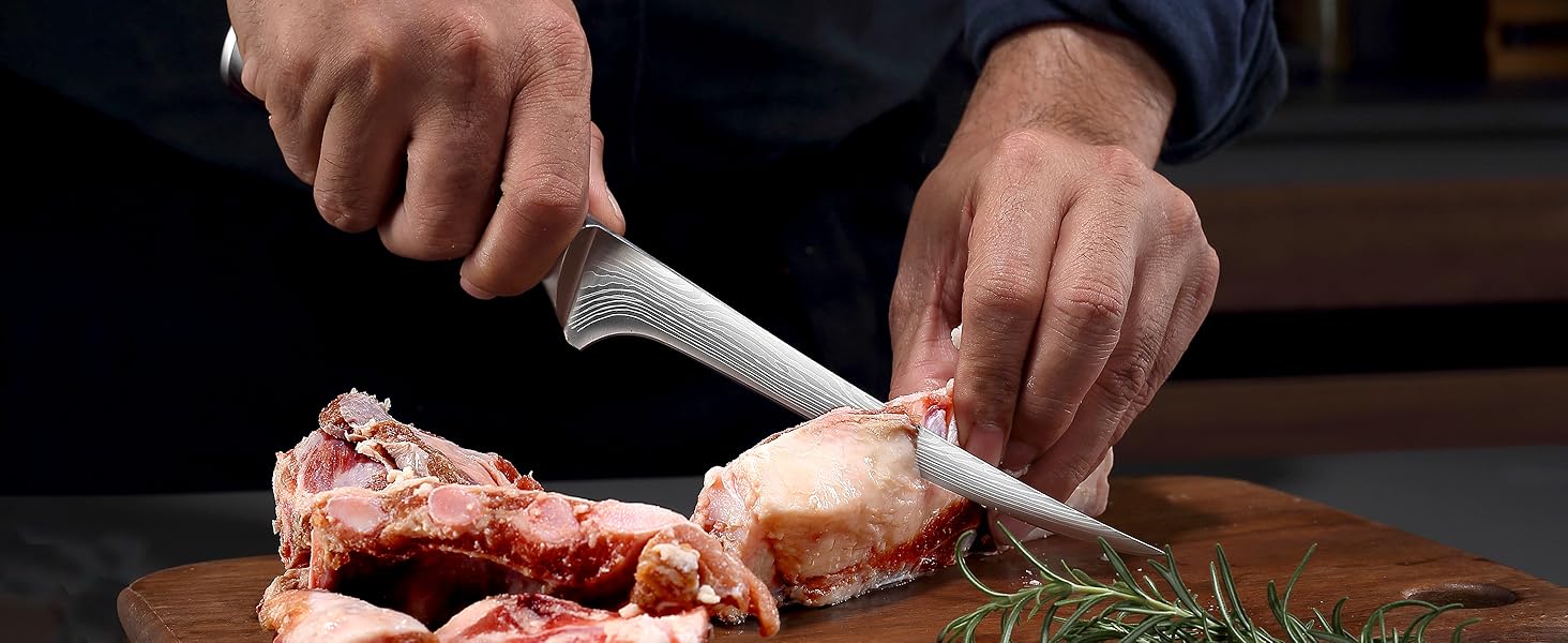 Ніж сантоку PAUDIN з дамаської сталі, 13 см - професійний кухонний ніж для кухні, надзвичайно гострий, з високоякісної нержавіючої сталі та ергономічною ручкою G10 (рибний ніж 18 см)