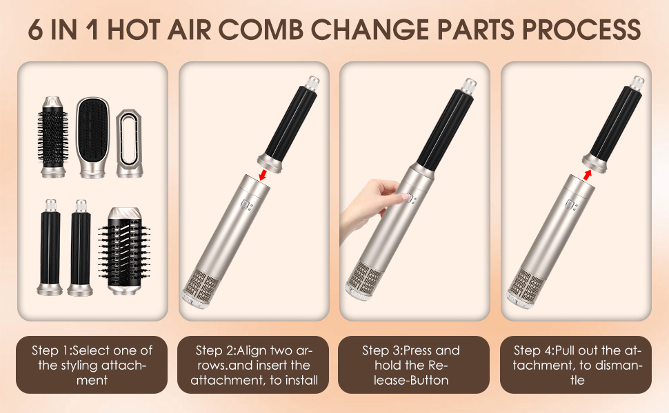 Набір повітряних стайлерів Aofesel 6 в 1 фен і щітки для укладання з 6 насадками для всіх типів волосся