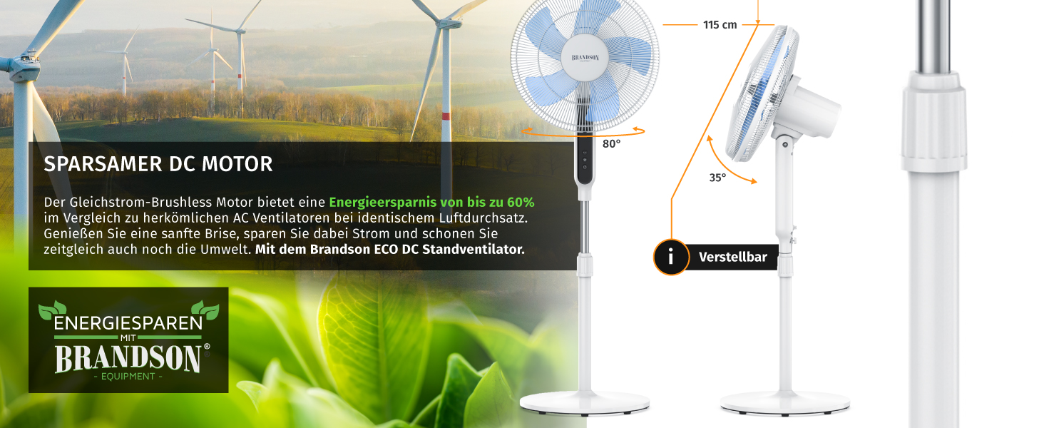 Вентилятор на п'єдесталі постійного струму енергозберігаючий ECO - з пультом дистанційного керування - безщітковий безшумний двигун - дуже тихий - коливання 80 - таймер вентилятора - 12 рівнів - LED-дисплей