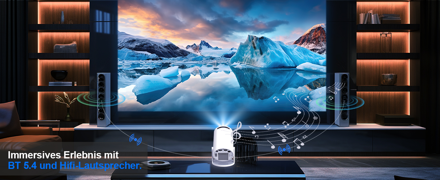 Портативний проєктор Mini Beamer 4K з Android 11: Smart, електричний фокус, 5G WiFi 6, BT 5.0, Full HD 1080P, 260ANSI, авто-корекція трапецеїдальних спотворень, 5W динамік