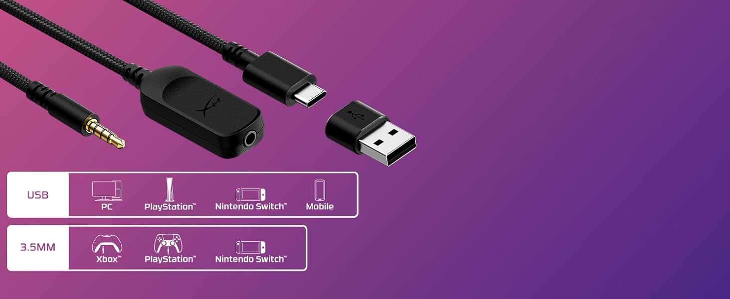 Ігрова гарнітура HyperX Cloud III: 53 мм драйвери, пам'ятна піна, DTS, мікрофон з шумозаглушенням, USB-C/USB-A/3,5 мм, для PC, PS5, PS4, Xbox, Switch, Mac, чорний/червоний, 2023 Edition