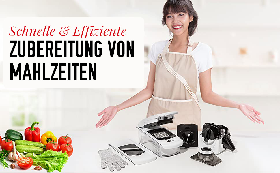 Многофункціональний овочевий слайсер-мандоліна 7-в-1 (білий) - для овочів, фруктів, сиру, цибулі, картоплі, огірків