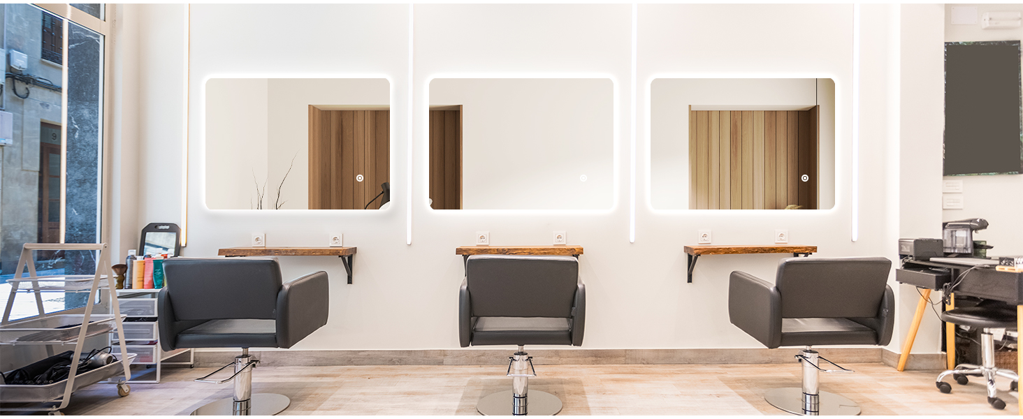 Дзеркало для ванної кімнати SONNI LED з підсвічуванням 50x70 см, сенсорне керування, 3 кольори світла, проти запотівання, функція пам'яті, білий