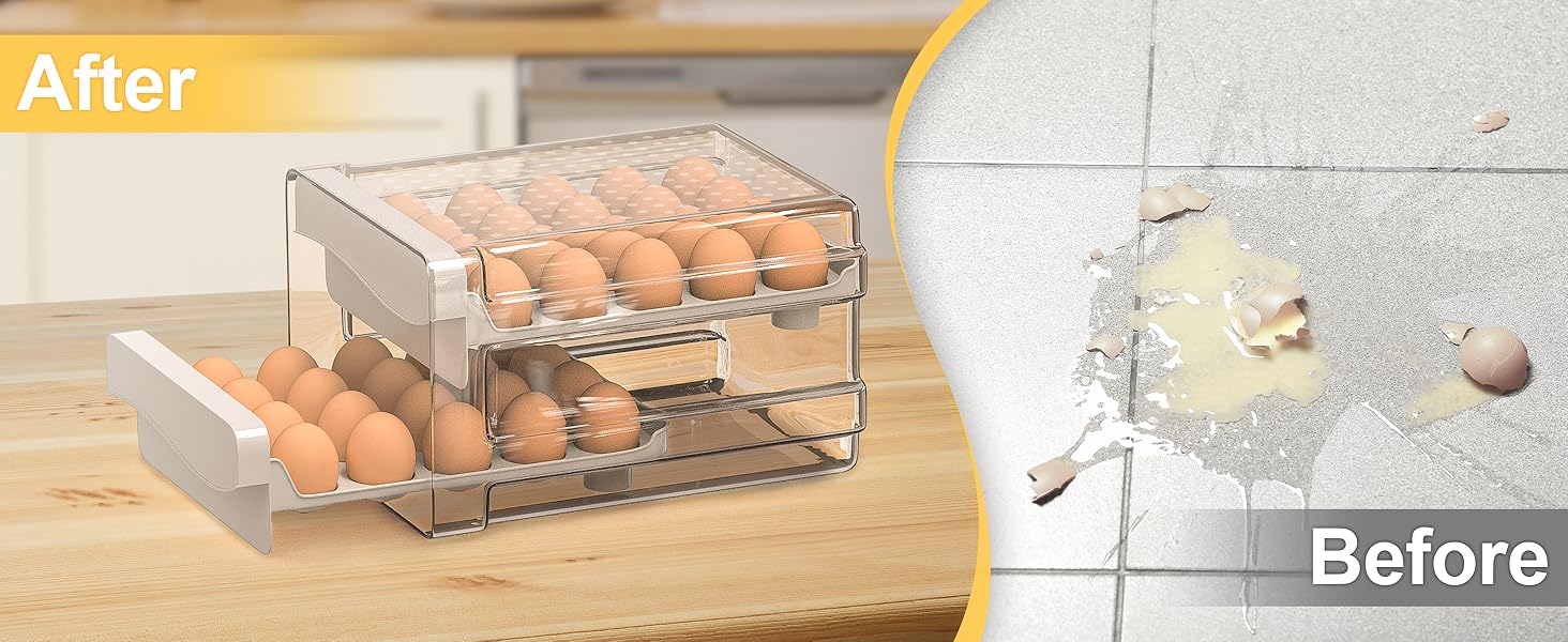 Контейнер для яєць Deecam на 40 яєць, органайзер для холодильника, прозорий, білий
