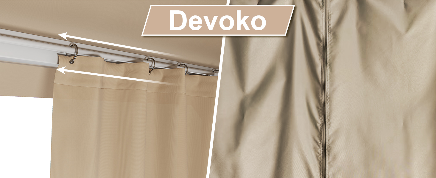 Павільйон садовий Devoko 3x4м бежевий, водонепроникний, алюмінієвий каркас, UV50+, для вечірок та відпочинку
