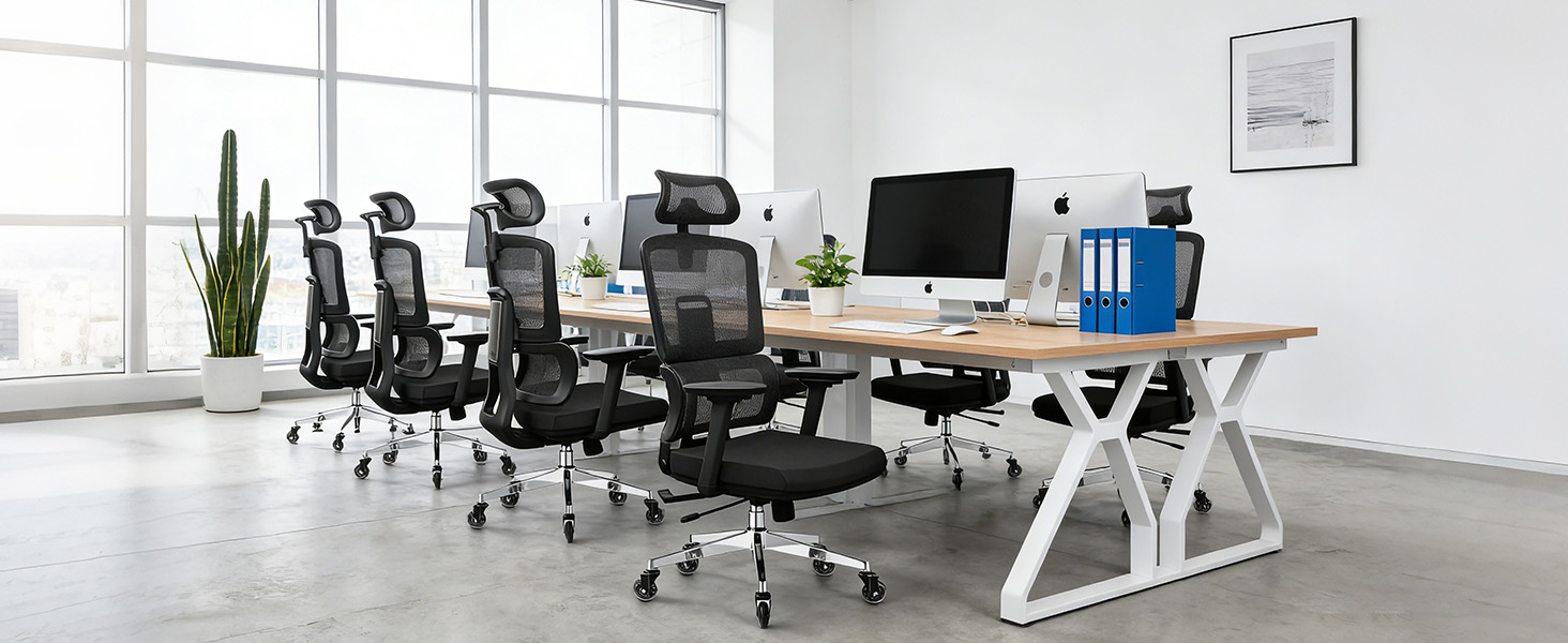 Ергономічне офісне крісло 200 кг | Регульована спинка 6P | 4D підлокітники | Безшумні гумові колеса | Регулювання глибини сидіння | Крісло для великих людей | Перевірено EN12520 | Пінощільність 45