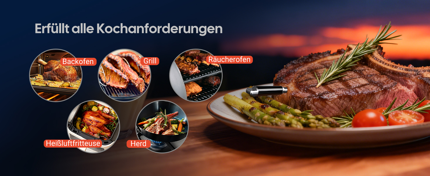 Термометр для м'яса INKBIRD INT-31-BW: бездротовий, Wi-Fi, Bluetooth, для приготування на грилі, в духовці, мангалі, фритюрниці