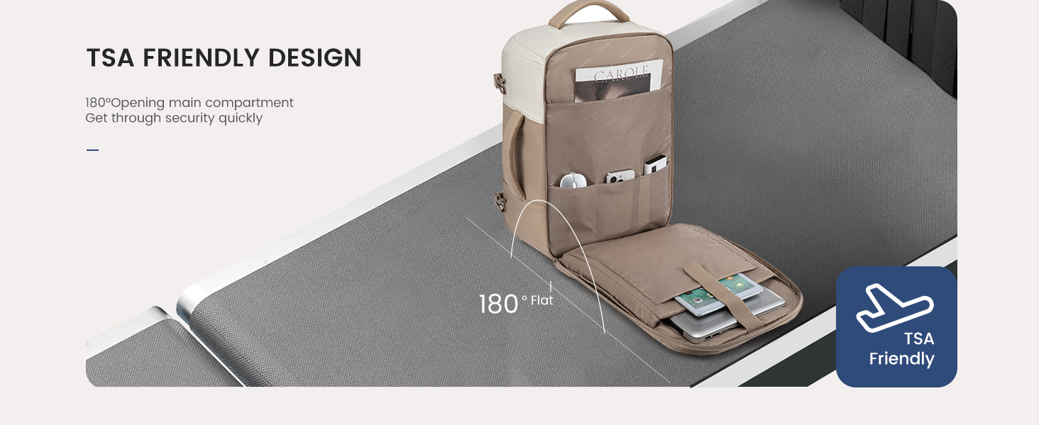 Рюкзак жіночий LOVEVOOK 40L для подорожей та авіаперельотів, Carry On, Beige Khaki, 17 дюймів
