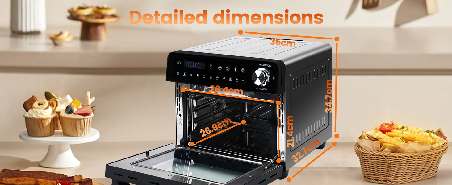 Фритюрниця без олії Emphsism Dual Zone XXL 1800W з LED-дисплеєм, 15 програм, 14л, з аксесуарами та книгою рецептів