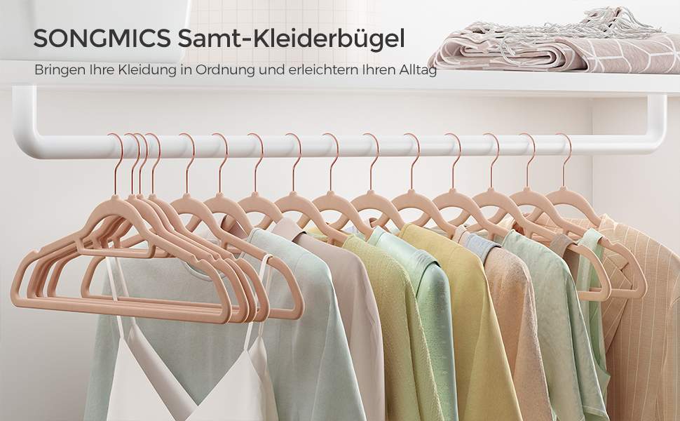 Набір вішалок SONGMICS 20 шт. з оксамиту, для одягу, краваток, рушників, 360° обертання, срібно-світло-зелені