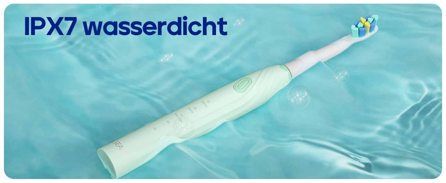 Електрична зубна щітка Seago SG-2316 (зелена) з 10 насадками, тиха, для подорожей, з тримачем та кейсом, ультразвукова, акумулятор 60 днів, таймер для дорослих