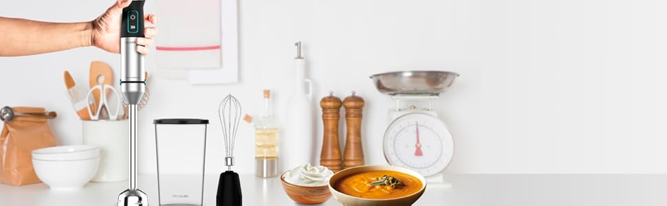 Блендер Cecotec Stabmixer Power TitanBlack 1500 XL Cream: 1500 Вт, CrossBlades, титанове покриття, XL насадка, захист від бризок