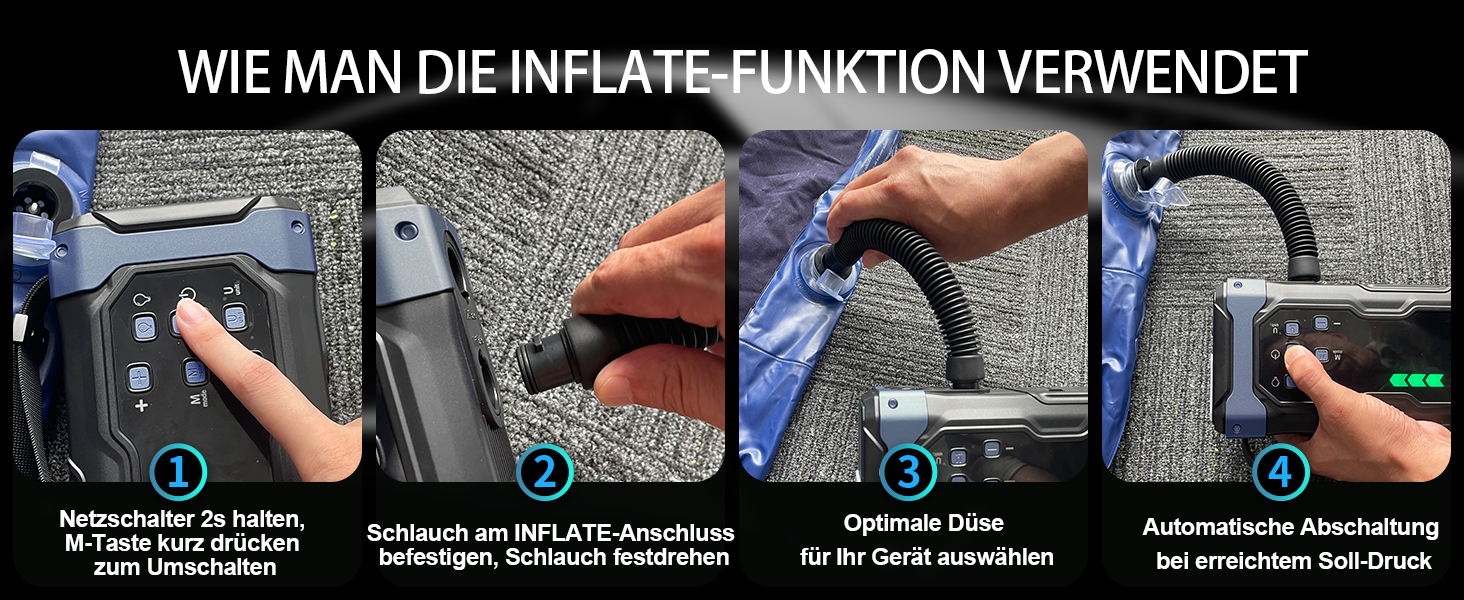 Powerbank з компресором Starthilfe 6500A: акумулятор для автомобіля 12V з повітряним насосом, стартер-бустер (9.0L бензин/8.5L дизель), LED 500 Lumen (чорний), піковий струм 7000A