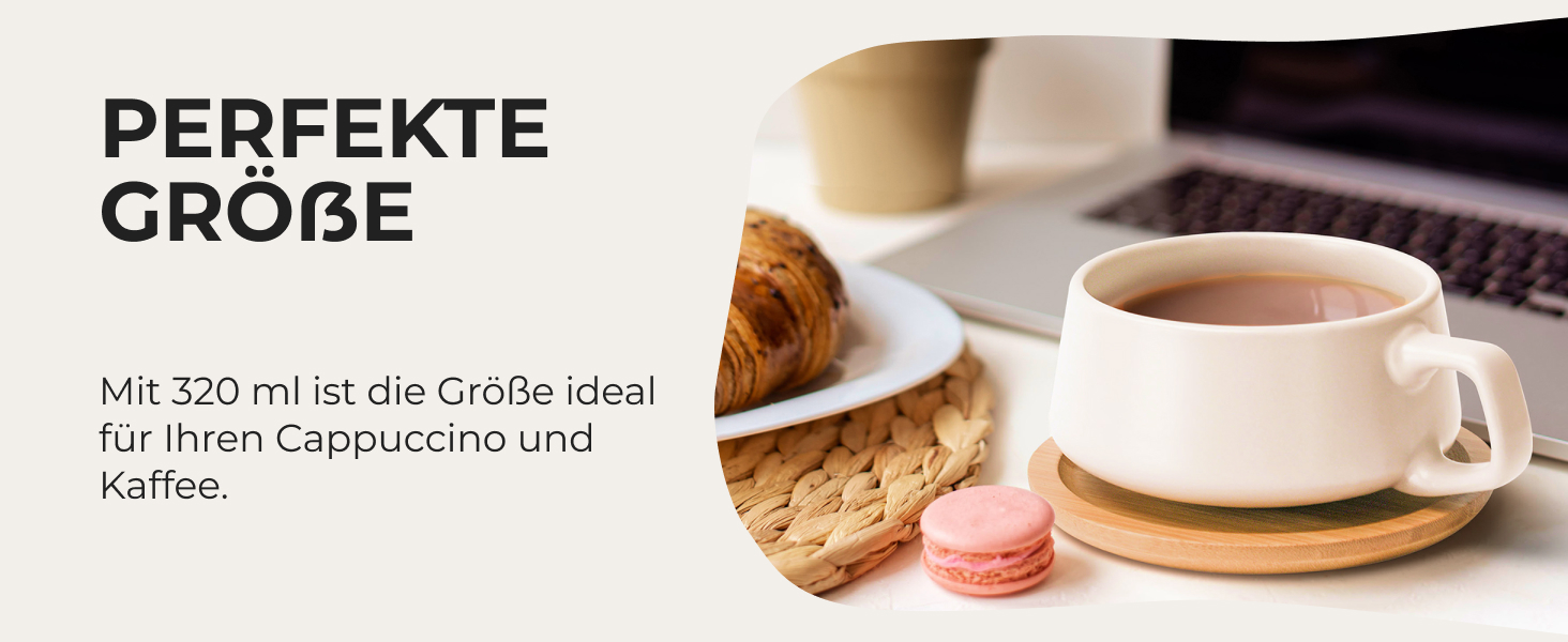 Набір керамічних чашок для капучино MIAMIO Luxe (4 шт по 280 мл), колір Cream Rose
