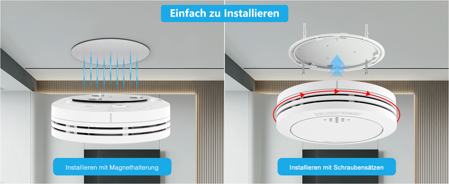 Набір димових сповіщувачів 6 шт. з магнітним кріпленням, 10 років служби, з Wi-Fi, 85dB, з функцією вимкнення звуку, сповіщення про низький заряд батареї