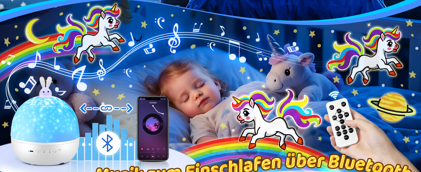 Нічник-проектор зоряного неба для дітей з 15 фільмами, Bluetooth, LED, нічник для дитячої кімнати, кролик