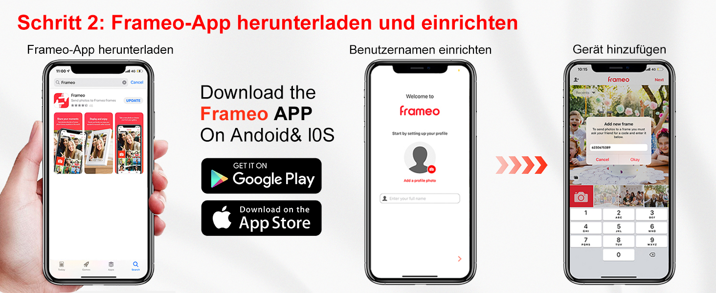 Frameo Цифровий фоторамка 15.6 дюймів Wi-Fi, FHD IPS сенсорний екран, Smart фоторамка з 32GB, автоматичне обертання, обмін фото та відео, можливе кріплення на стіну