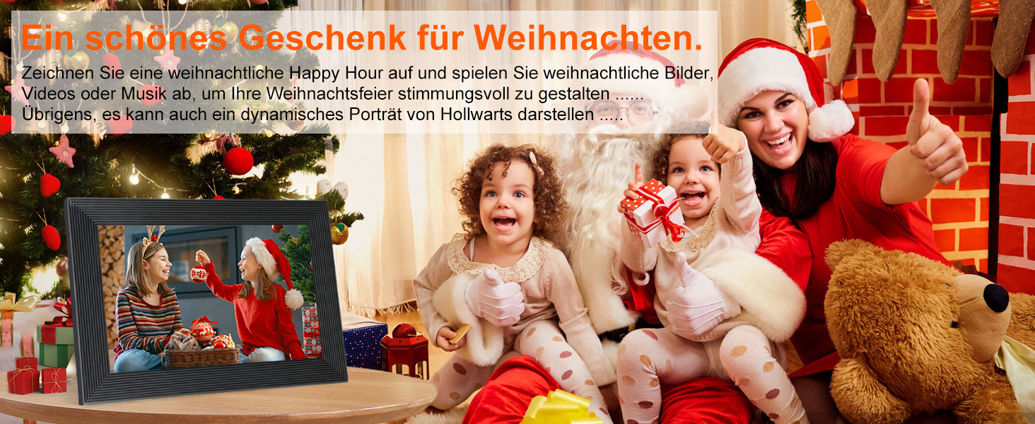 Цифровий фоторамка Frameo WLAN, 10.1 дюйми, LCD сенсорний екран 1280x800, 32GB, автоматичне обертання, підключення Wi-Fi, сумісний з додатком Frameo