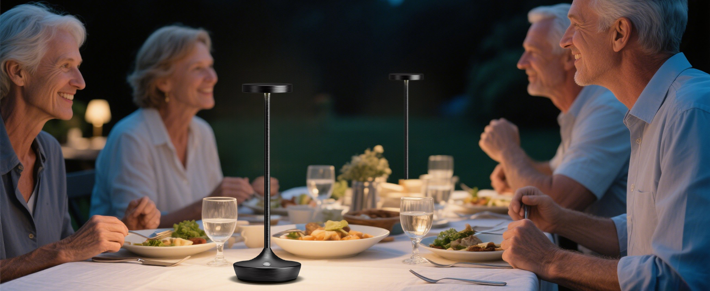 LED настільна лампа бездротова з димуванням, 3 кольори, 6000 mAh, IP54, для дому та кемпінгу (2 шт.)