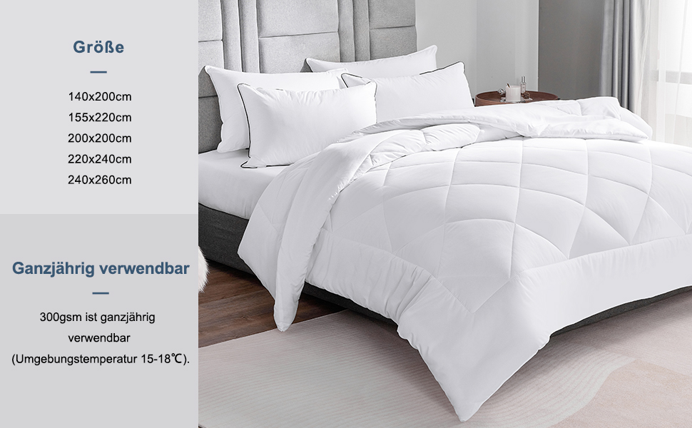 Ковдра CozyLux 200x200 см для всіх сезонів, ковдра з мікрофібри 300gsm, біла, дихаюча, 200x200 см