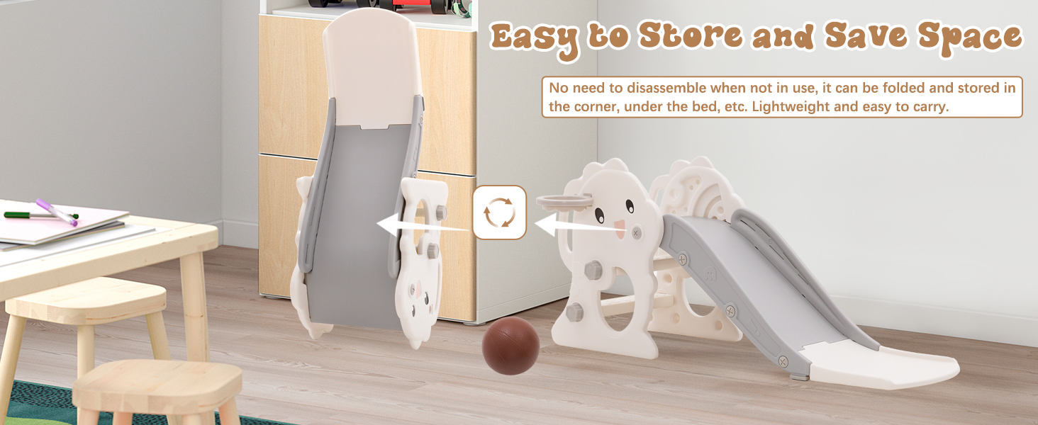 Дитяча гірка складана з баскетбольним кільцем для саду Rutsche 105 см, сіра