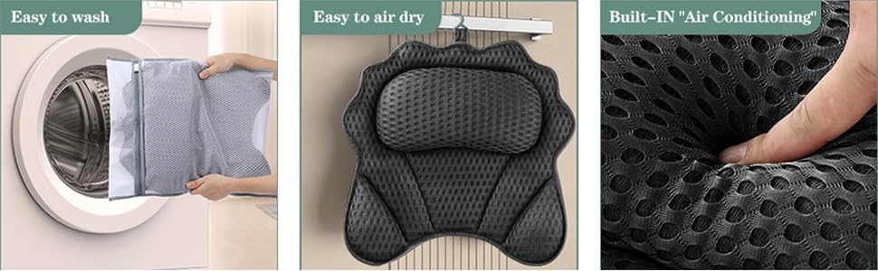 Подушка для ванни RUVINCE ергономічна, з підтримкою голови, шиї, плечей та спини, 4D, з 6 присосками, 43x44 см