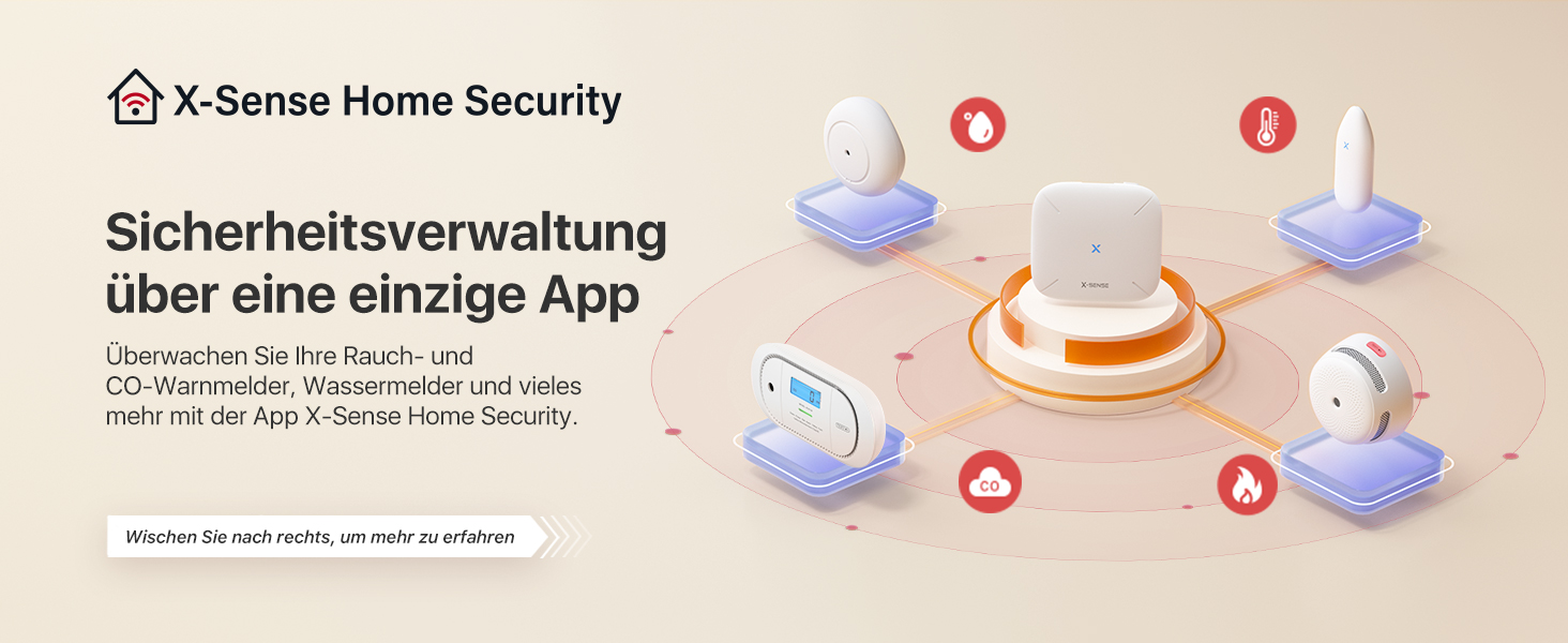 Виявлювач CO X-Sense з LCD-дисплеєм, SBS50, XC01-M (1 шт.) - для дому, з пам'яттю, з базою