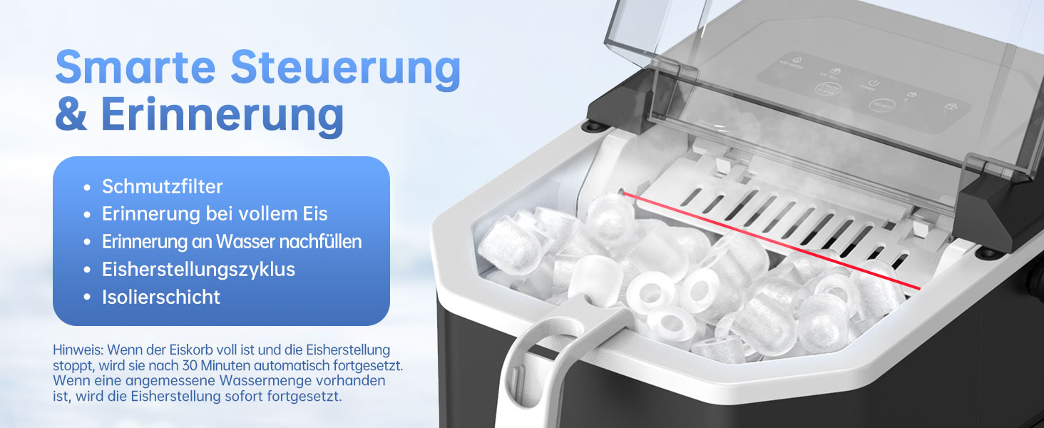 Льодогенератор WIE Kleine 1.3л для дому, офісу, бару - швидке виробництво льоду (9 кубиків за 6 хв), самоочищення, чорний