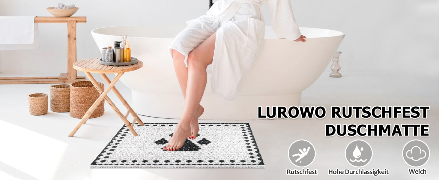 Килимок для душу Lurowo нековзний, ПВХ-Люфа, 75x75 см, масажний, швидковисихаючий, білий